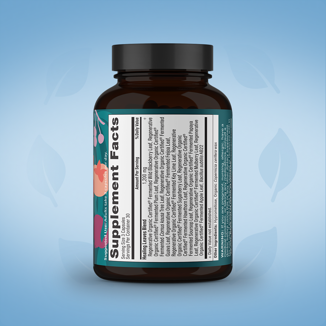 Healing Leaves Longevity Blend Capsules Back