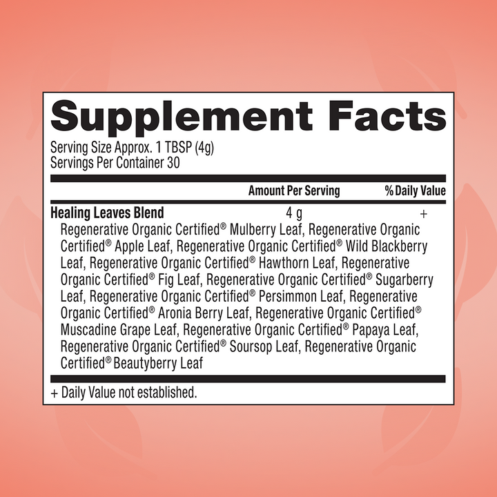 Healing Leaves Longevity Blend Loose Leaf Supplement Facts